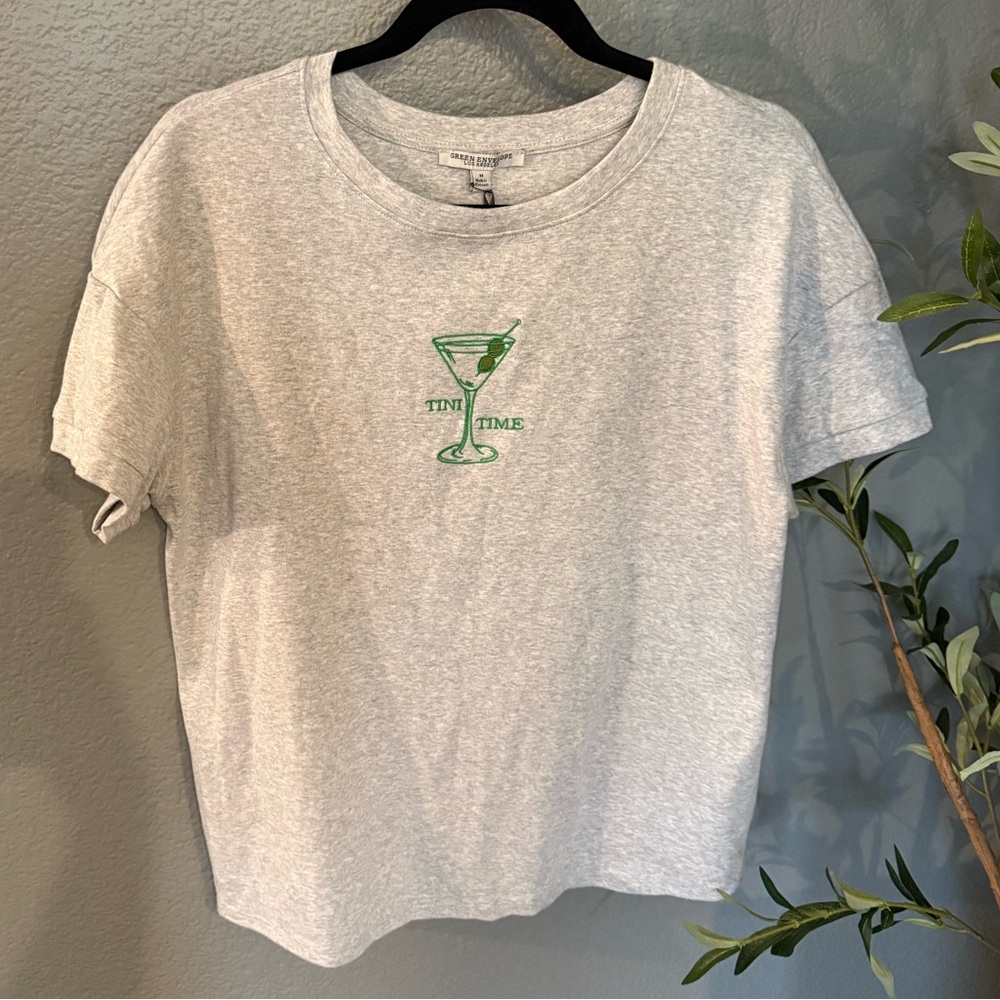 Green Envelope ‘Tini Time’ Embroidered Ter